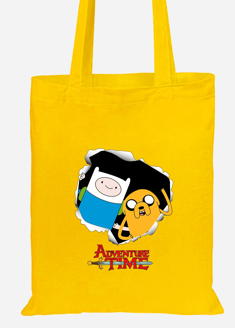 Эко сумка шопер Финн и Джейк пес (Finn & Jake the dog) (92102-1581-SY) желтая MobiPrint Lite (256923661)