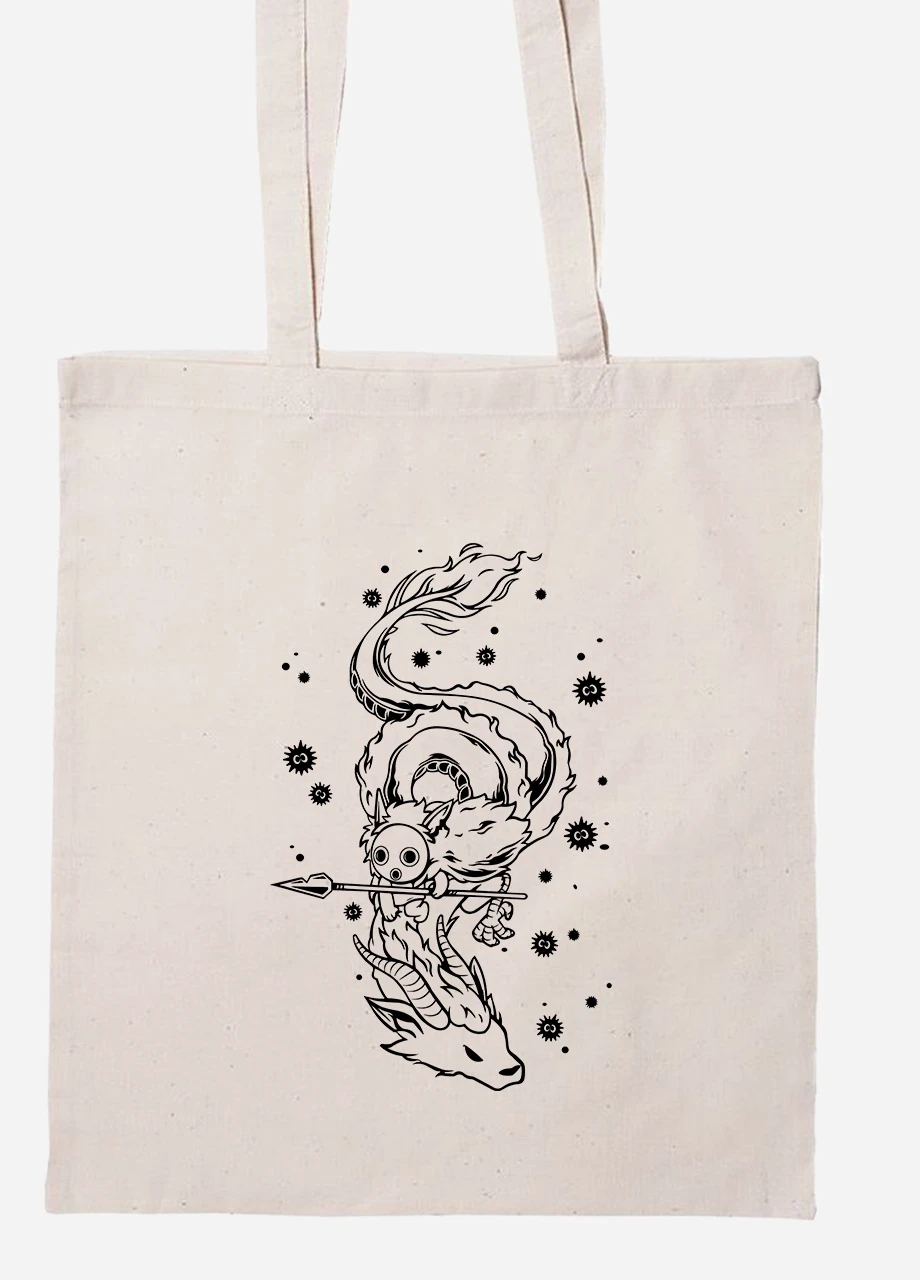 Эко сумка шопер Хаку Унесённые призраками (Spirited Away) (92102-2833-BG) бежевая MobiPrint Lite (256921701)