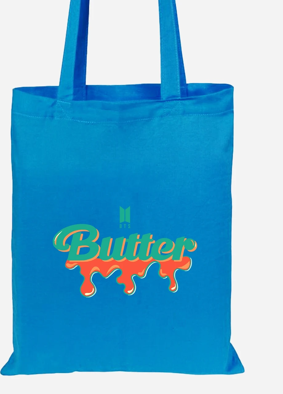 Еко-сумка шоппер Butter БТС (BTS) (92102-3267-BL) синя MobiPrint Lite (256920983)