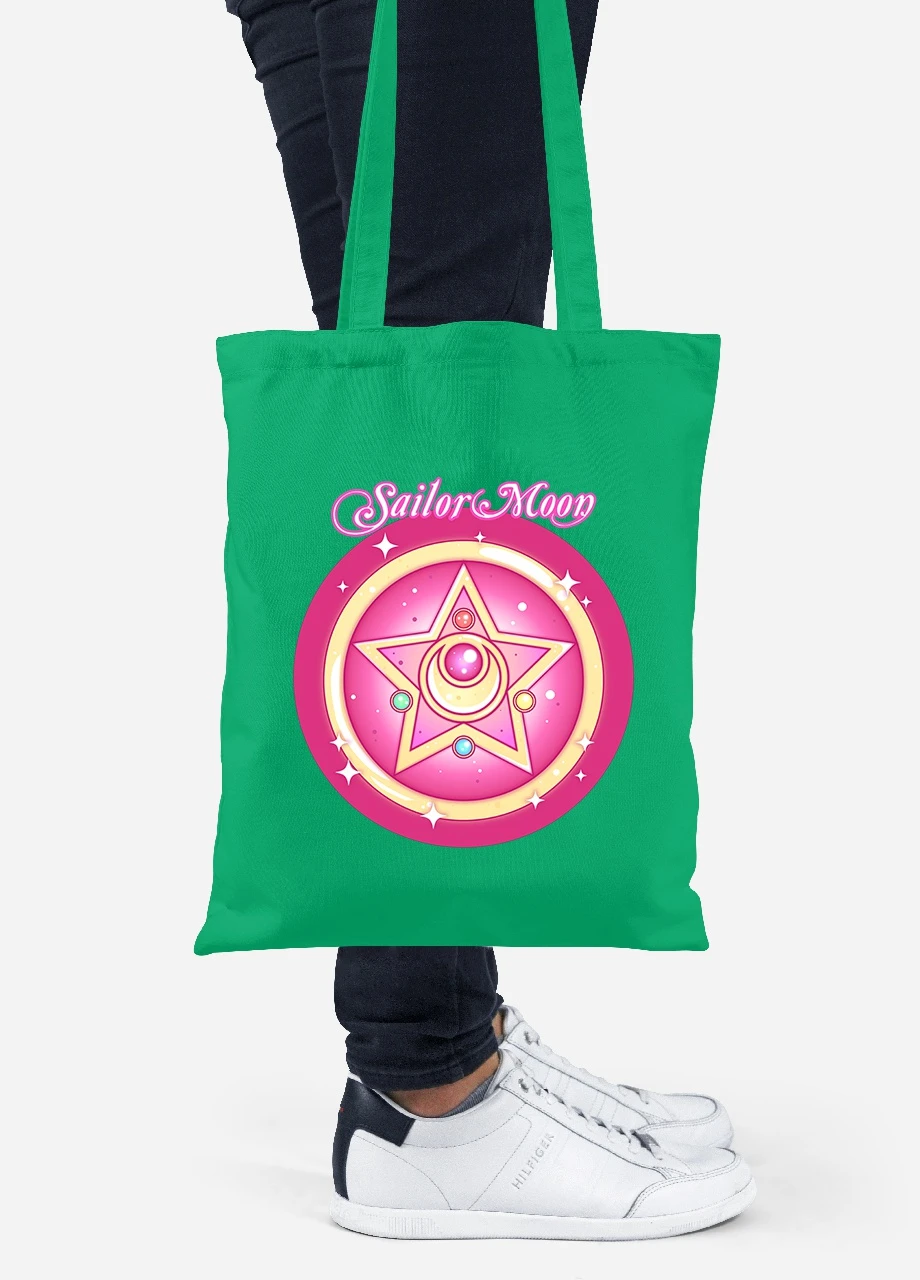 Еко-сумка шоппер Сейлор Мун (Sailor Moon) (92102-2918-KG) зелена MobiPrint Lite (256922228)
