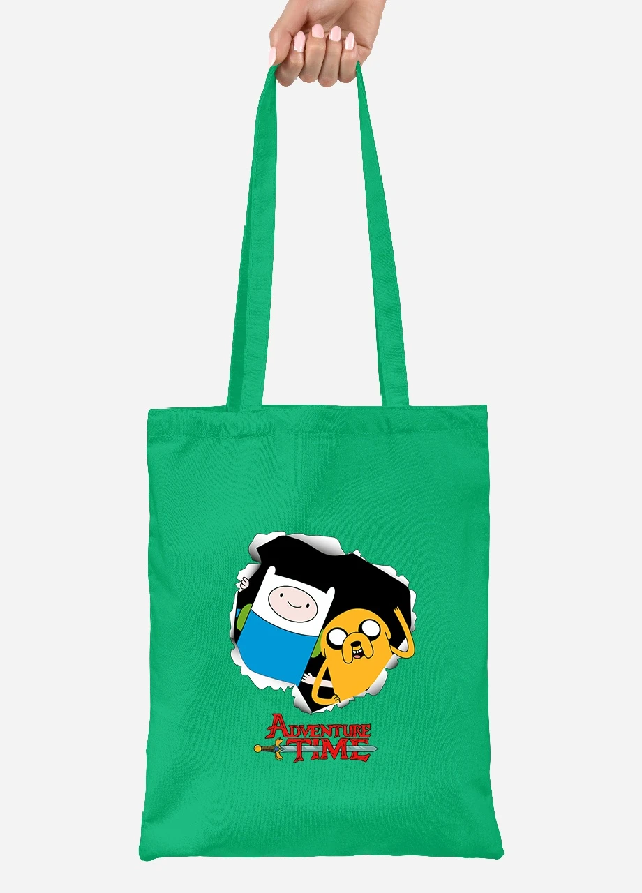 Еко-сумка шоппер Фін і Джейк пес (Finn & Jake the dog) (92102-1581-KG) зелена MobiPrint Lite (256923279)