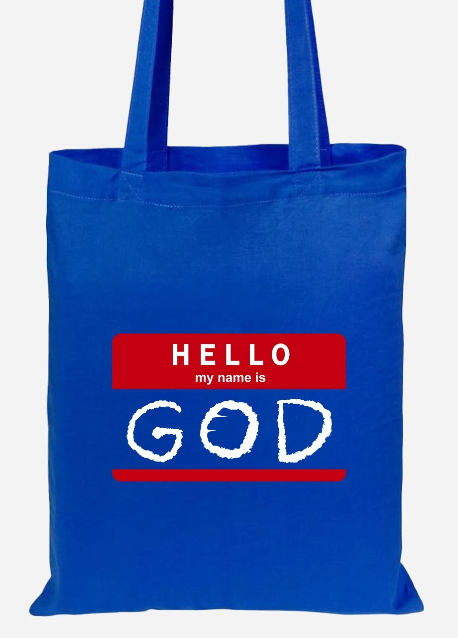 Эко сумка шопер Hello, my name is (92102-2004-SK) голубая MobiPrint Lite (256923638)