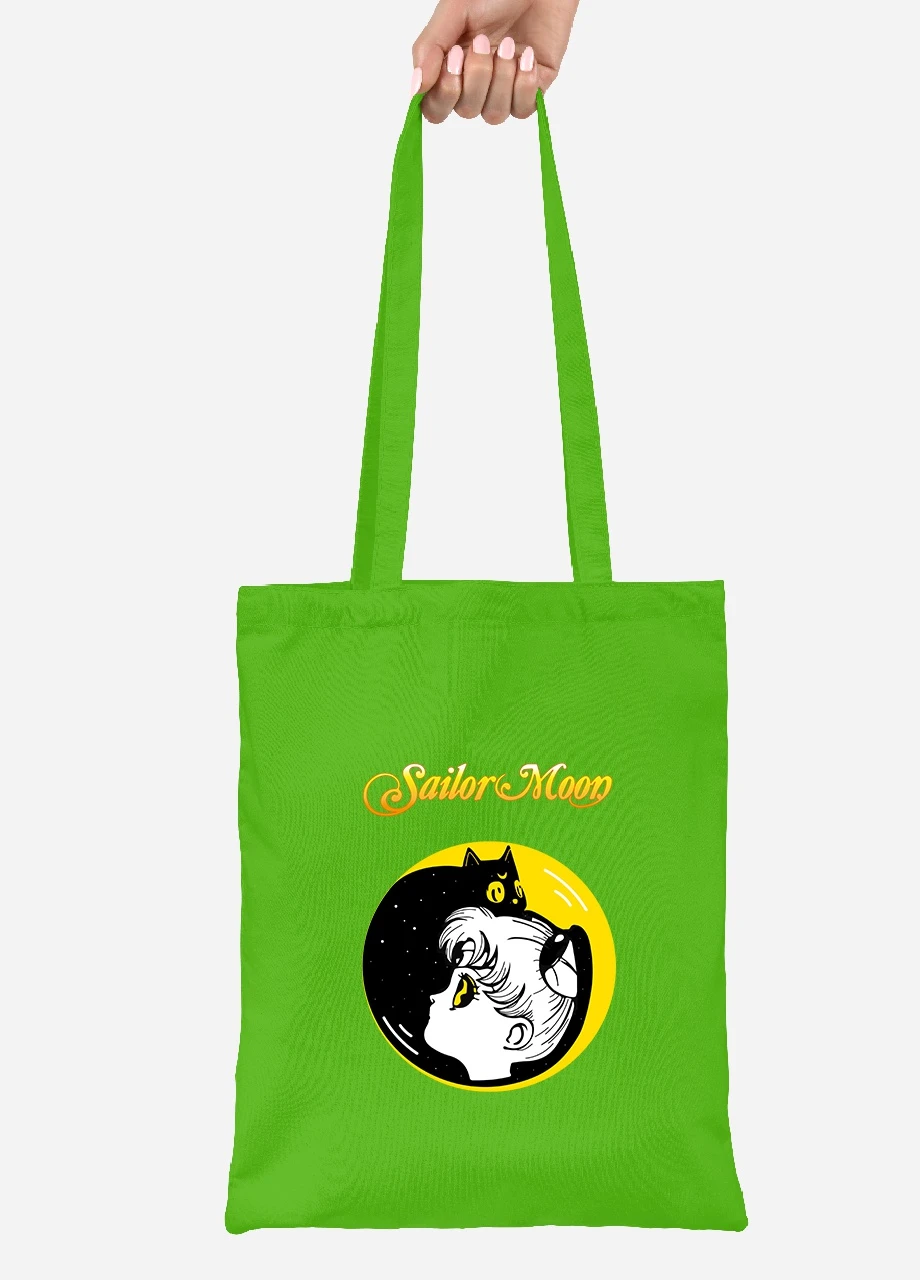 Эко сумка шопер Сейлор Мун (Sailor Moon) (92102-2660-LM) салатовая MobiPrint Lite (256923352)