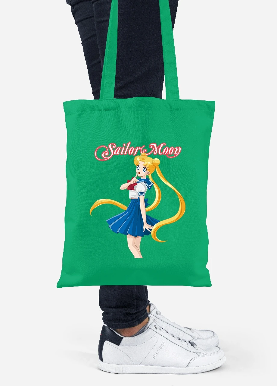Еко-сумка шоппер Сейлор Мун (Sailor Moon) (92102-2928-KG) зелена MobiPrint Lite (256921030)