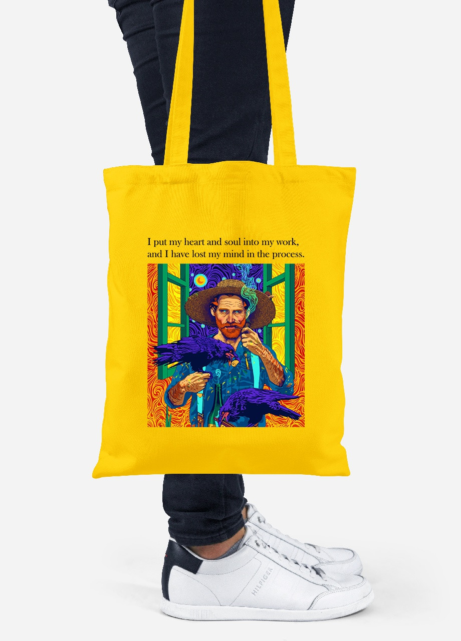 Еко-сумка шоппер Вінсент Ван Гог Ворон (Vincent van Gogh) (92102-2961-SY) жовта MobiPrint Lite (256920353)