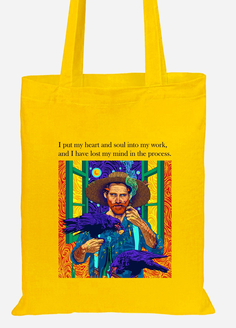 Еко-сумка шоппер Вінсент Ван Гог Ворон (Vincent van Gogh) (92102-2961-SY) жовта MobiPrint Lite (256920353)