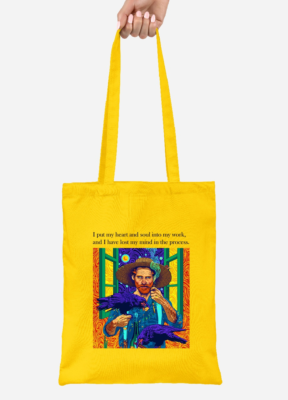 Еко-сумка шоппер Вінсент Ван Гог Ворон (Vincent van Gogh) (92102-2961-SY) жовта MobiPrint Lite (256920353)