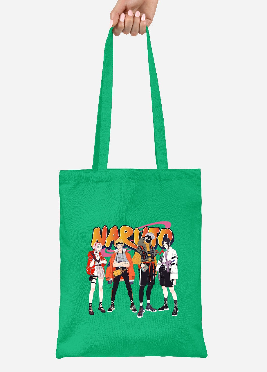 Еко-сумка шоппер Наруто (Naruto) (92102-2630-KG) зелена MobiPrint Lite (256923787)