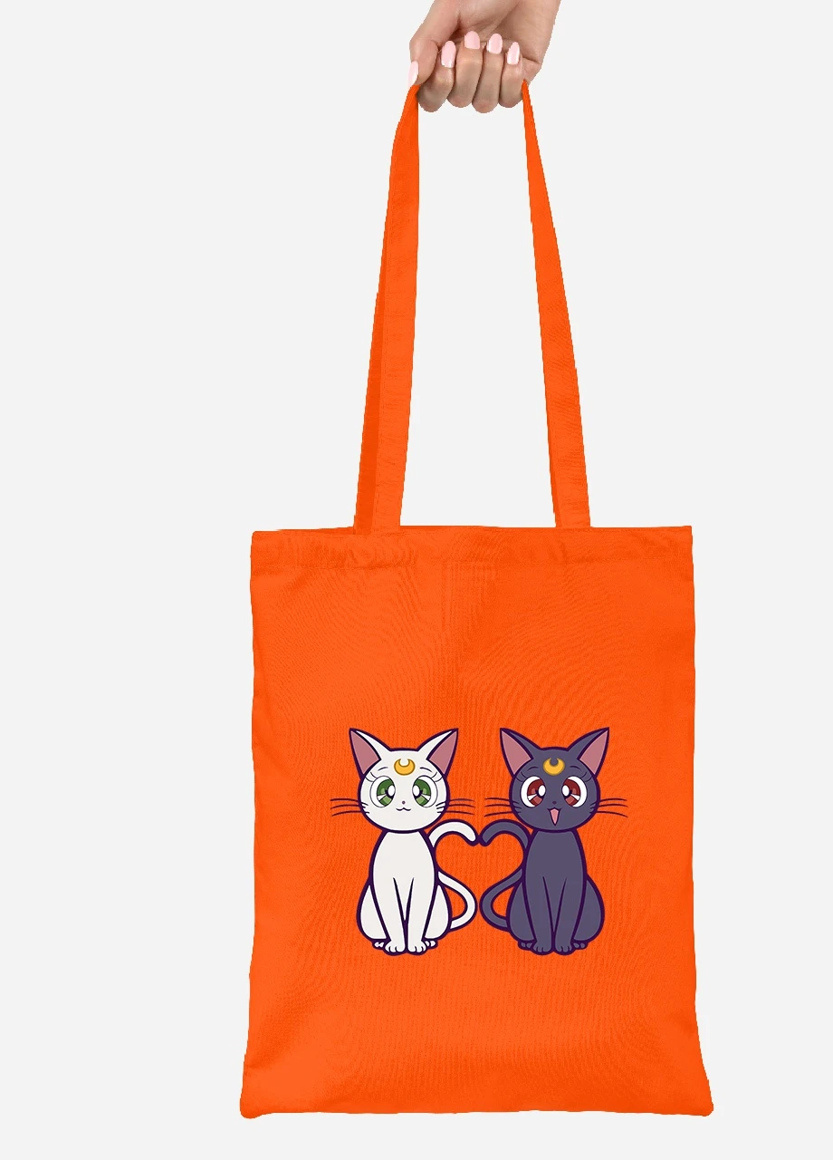 Эко сумка шопер Луна Кошки Сейлор Мун (anime Sailor Moon Cats) (92102-2849-OG) оранжевая MobiPrint Lite (256924654)