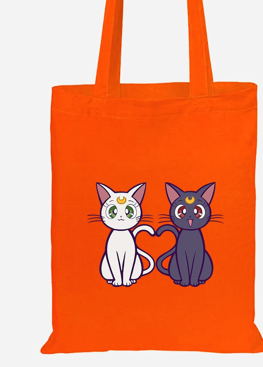 Эко сумка шопер Луна Кошки Сейлор Мун (anime Sailor Moon Cats) (92102-2849-OG) оранжевая MobiPrint Lite (256924654)