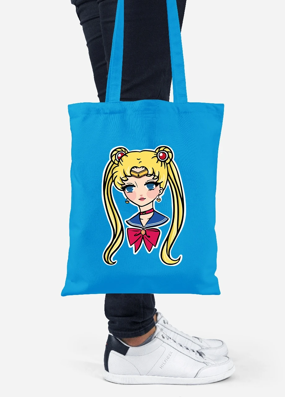 Еко-сумка шоппер Сейлор Мун (Sailor Moon) (92102-2926-BL) синя MobiPrint Lite (256922942)