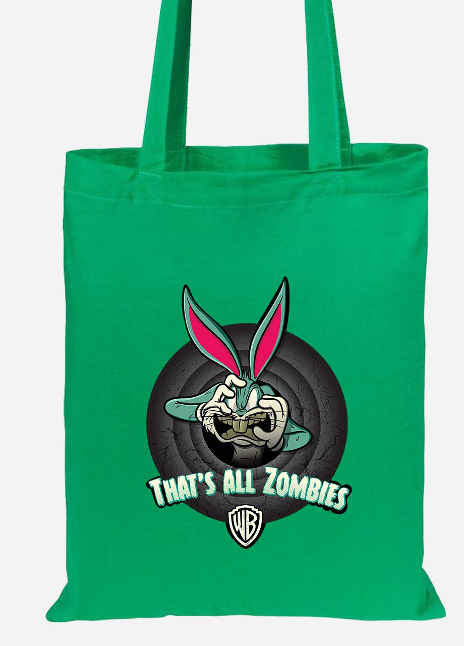 Еко-сумка шоппер Багз Банні Луні Тюнз (Bugs Bunny Looney Tunes) (92102-2882-KG) зелена MobiPrint Lite (256924117)