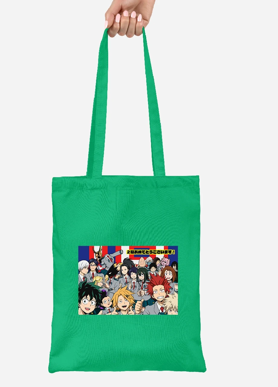 Еко-сумка шоппер Моя геройська академія (My Hero Academia) (92102-3068-KG) зелена MobiPrint Lite (256923621)