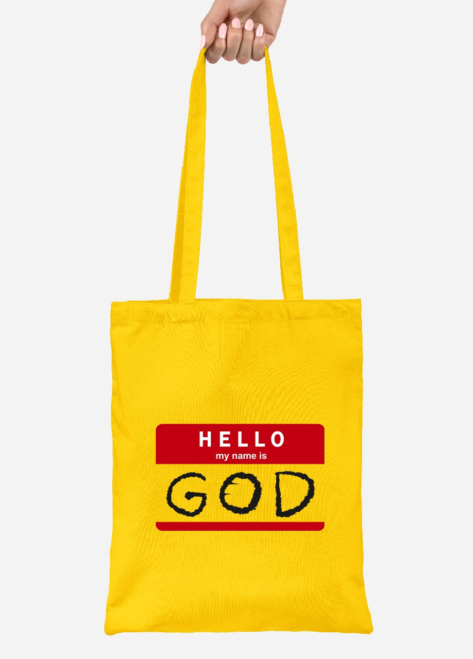 Эко сумка шопер Hello, my name is (92102-2004-SY) желтая MobiPrint Lite (256920280)