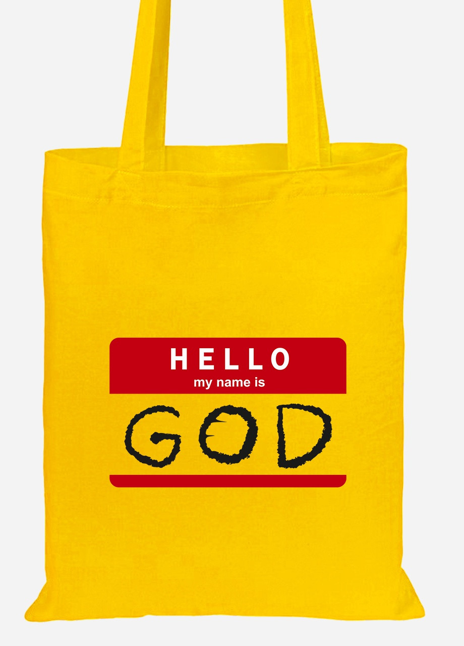 Эко сумка шопер Hello, my name is (92102-2004-SY) желтая MobiPrint Lite (256920280)