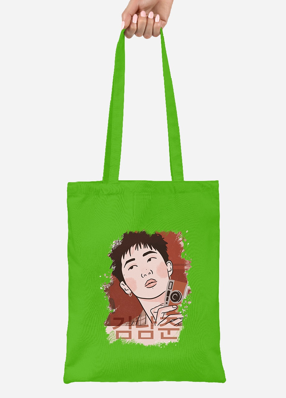 Еко-сумка шоппер Кім Намджун БТС (Kim Nam Joon BTS) (92102-3261-LM) салатова MobiPrint Lite (256923442)