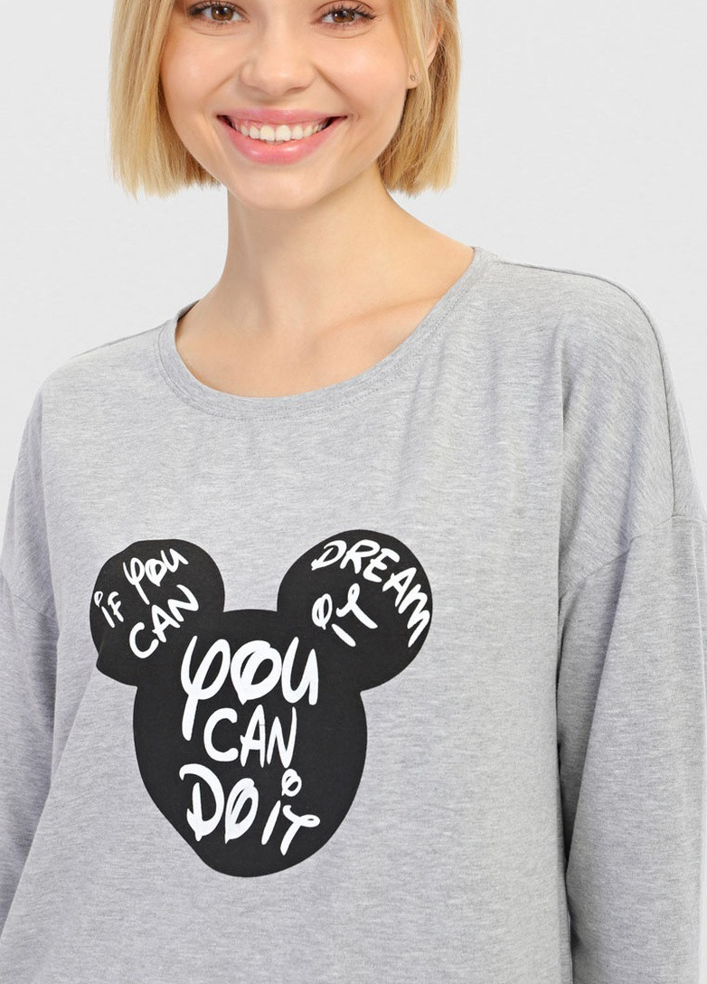 Серая всесезон пижама для женщин Роза