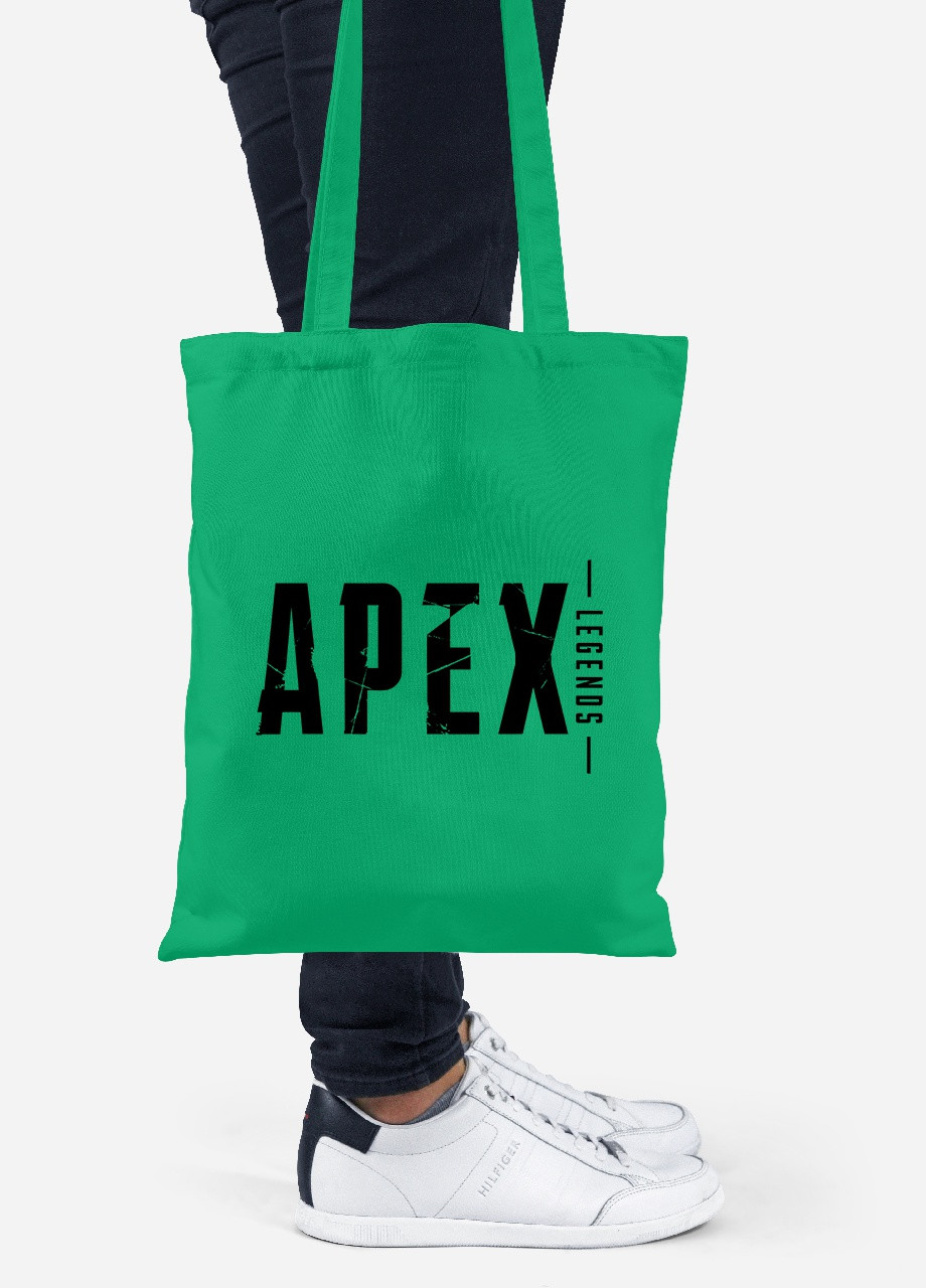 Эко сумка шопер Апекс ледженс лого(Apex Legends logo) (92102-3499-KG) зеленая MobiPrint lite (256944324)