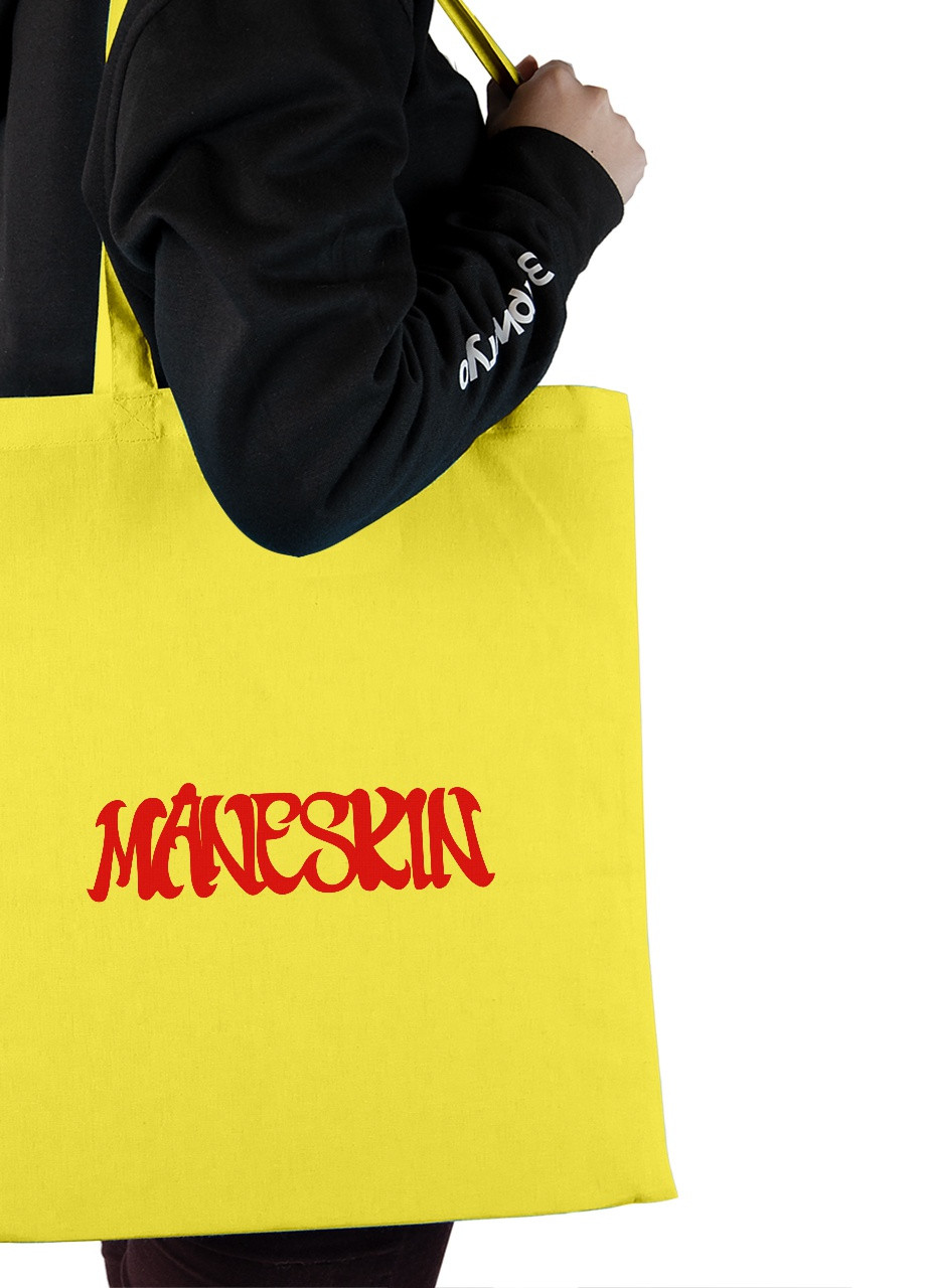 Эко сумка шопер Манескин лого(Maneskin logo) (92102-3513-SY) желтая MobiPrint lite (256945573)
