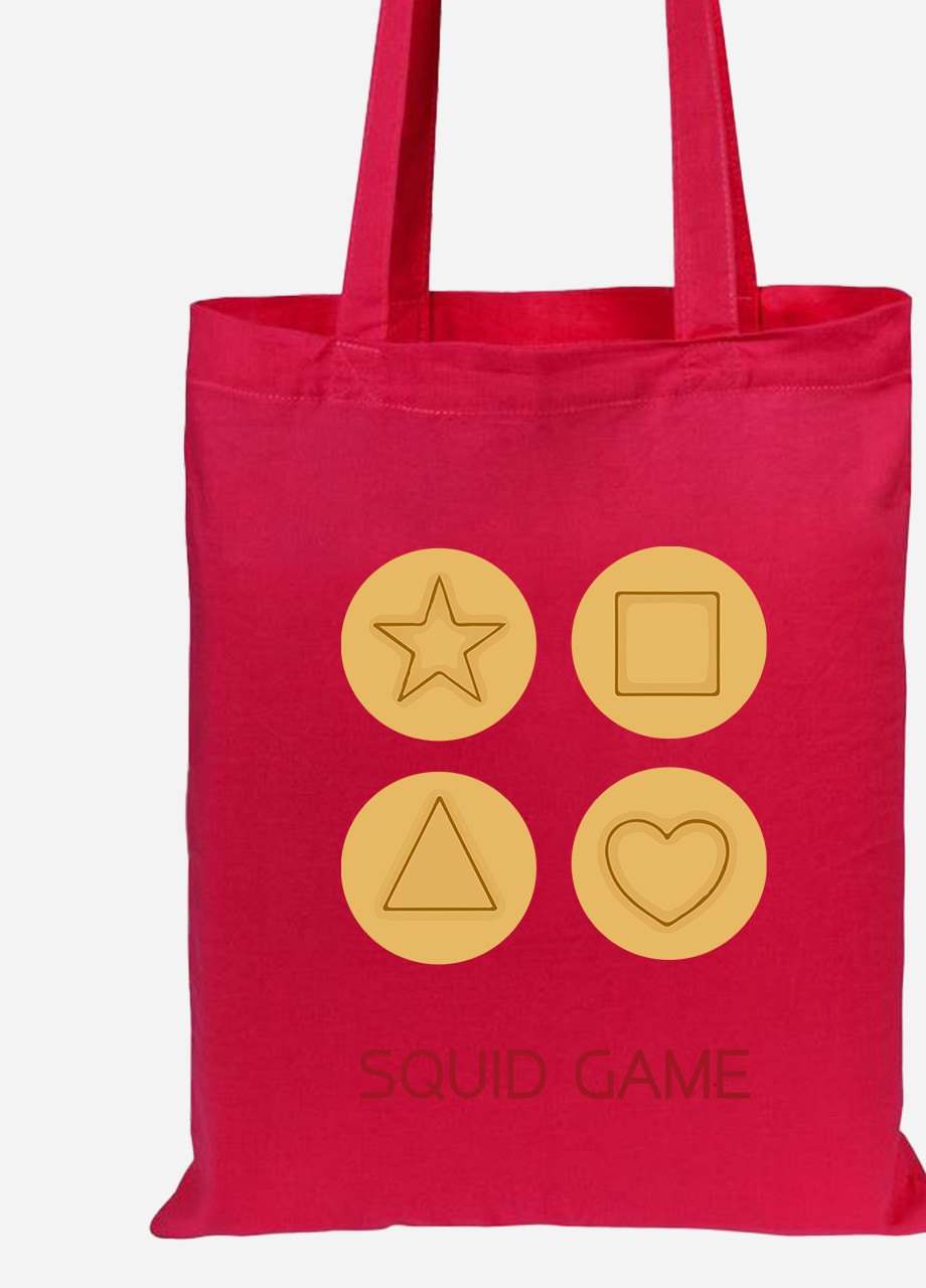 Эко сумка шопер Печенье Игра в кальмара (Squid Game) (92102-3372-RD) красная MobiPrint Lite (256943876)