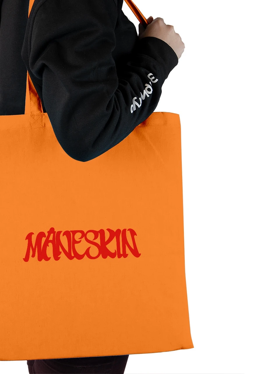 Еко-сумка шоппер Манескін лого(Maneskin logo) (92102-3513-OG) помаранчева MobiPrint Lite (256943722)