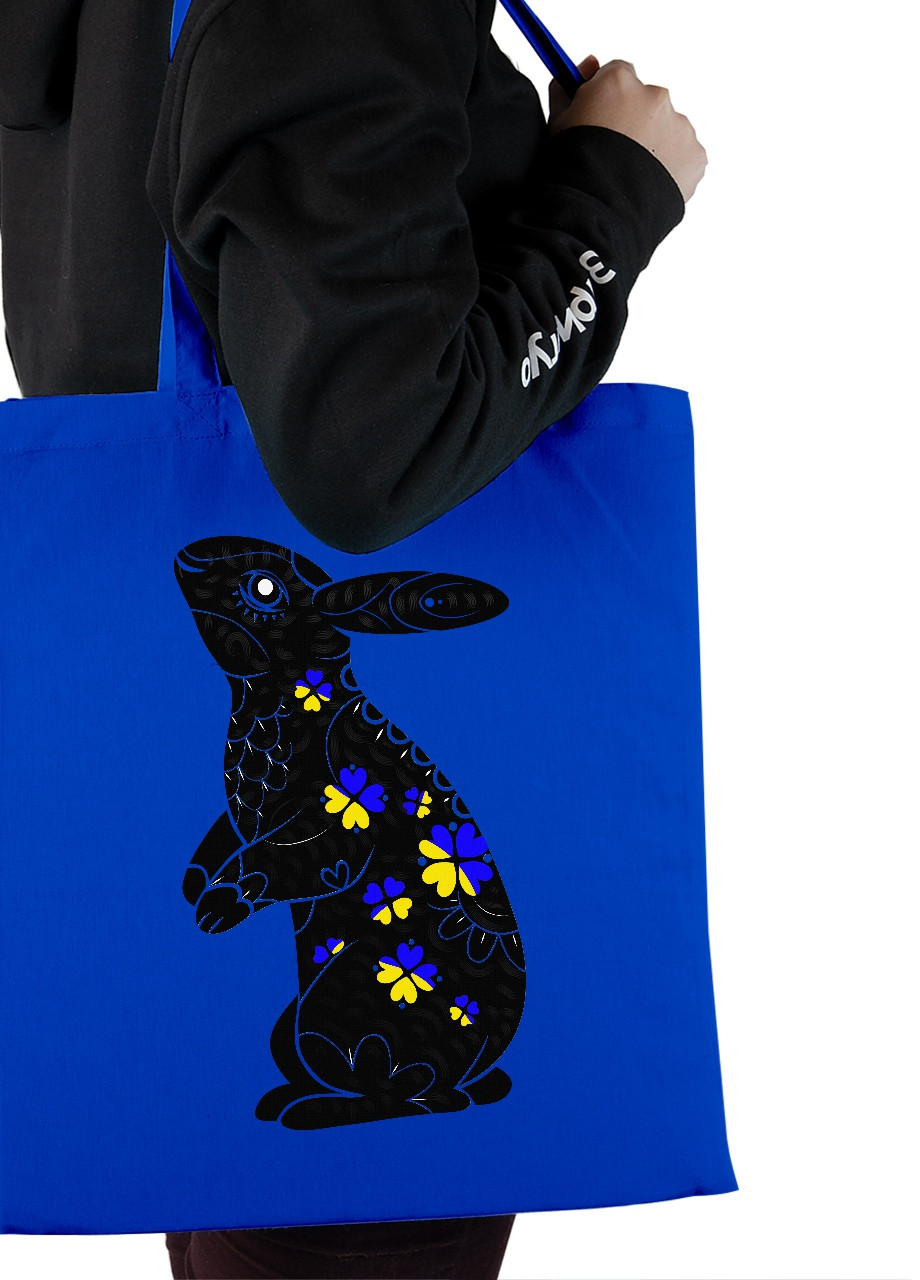 Эко сумка шопер Черный кролик (92102-3886-SK) голубая MobiPrint lite (256945041)