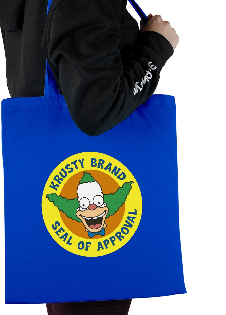 Эко сумка шопер Клоун Красти Симпсон (Krusty the Clown The Simpsons) (92102-3411-SK) голубая MobiPrint Lite (256944670)