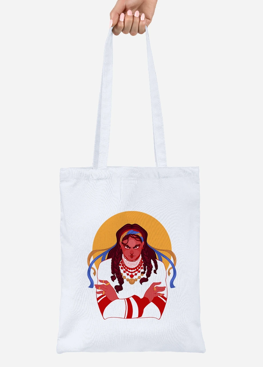 Еко-сумка шоппер Українка (92102-3768) біла MobiPrint Lite (256945137)