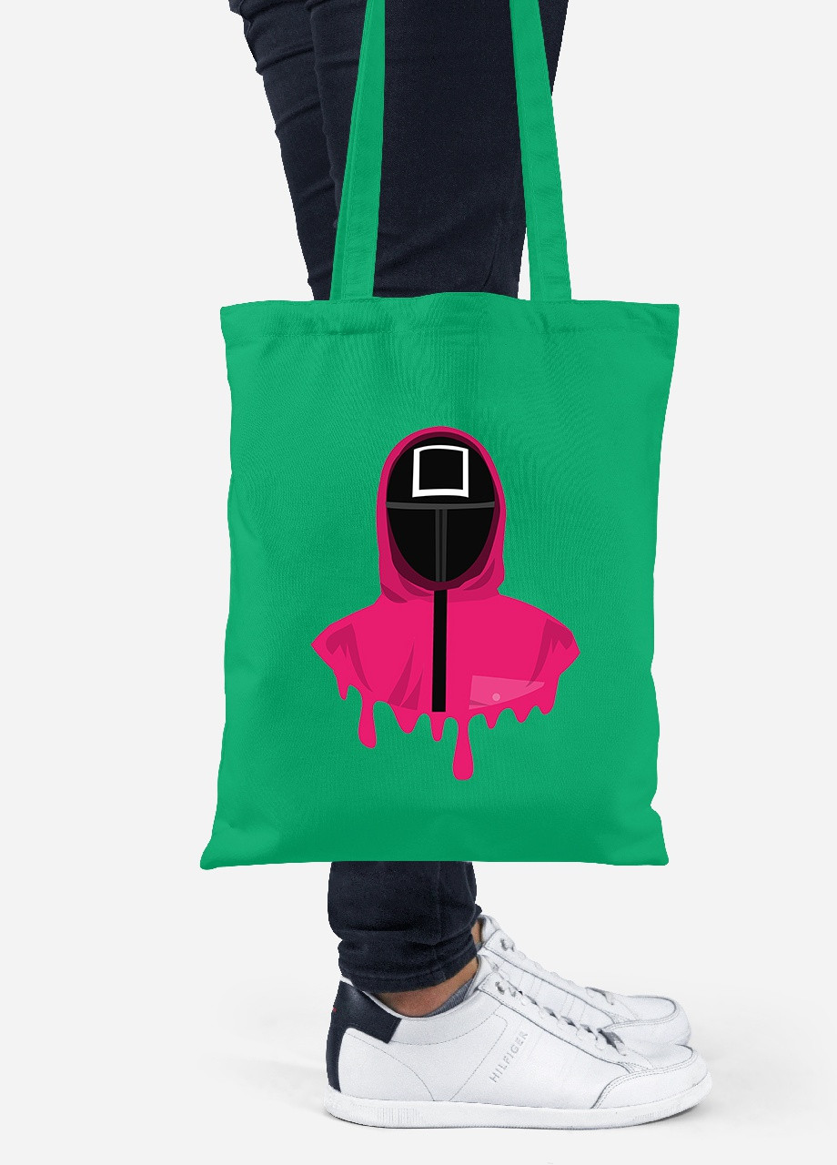 Эко сумка шопер Квадрат Офицер Игра в кальмара (Squid Game) (92102-3379-KG) зеленая MobiPrint lite (256945085)