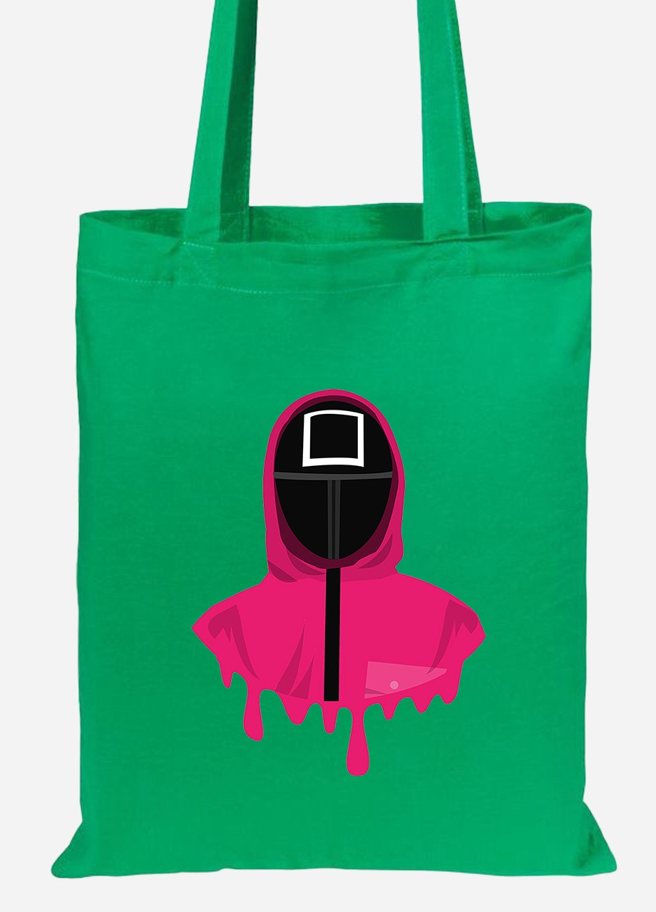 Еко-сумка шоппер Квадрат Офіцер Гра в кальмара (Squid Game) (92102-3379-KG) зелена MobiPrint lite (256945085)