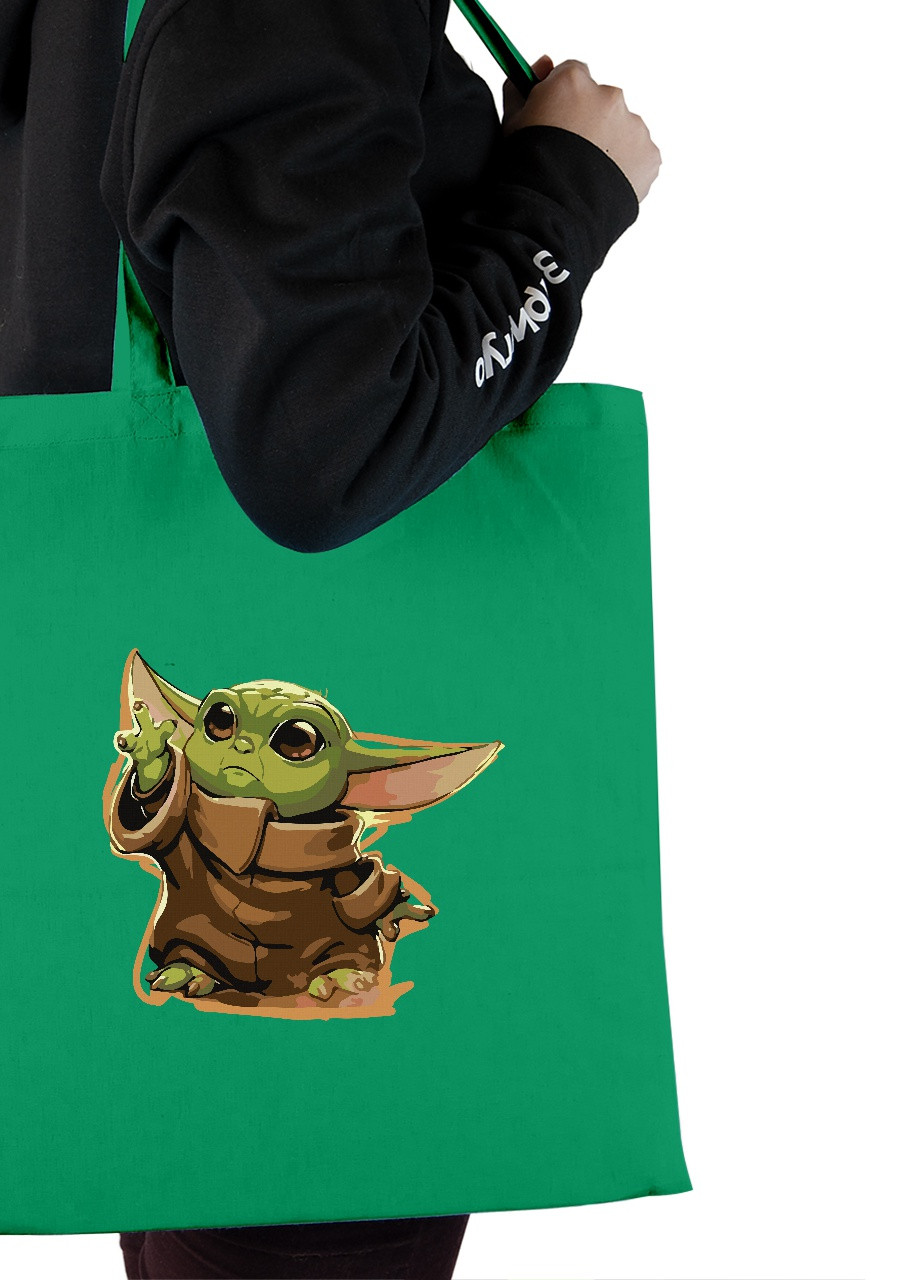 Эко сумка шопер Грогу Йода(Grogu Baby Yoda) (92102-3520-KG) зеленая MobiPrint lite (256945212)