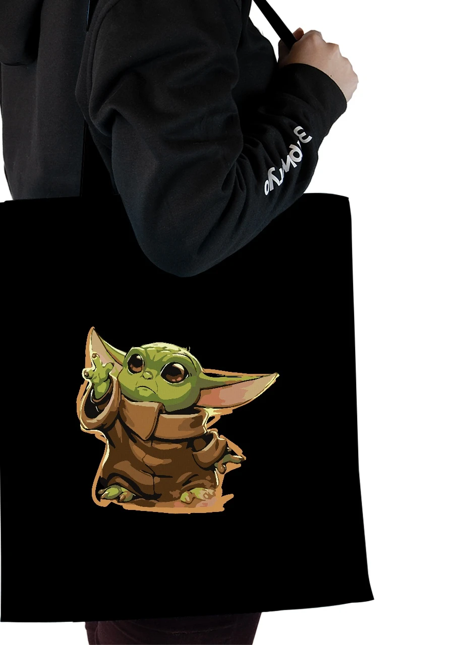 Еко-сумка шоппер Грогу Йода(Grogu Baby Yoda) (92102-3520-BK) чорна MobiPrint Lite (256945814)
