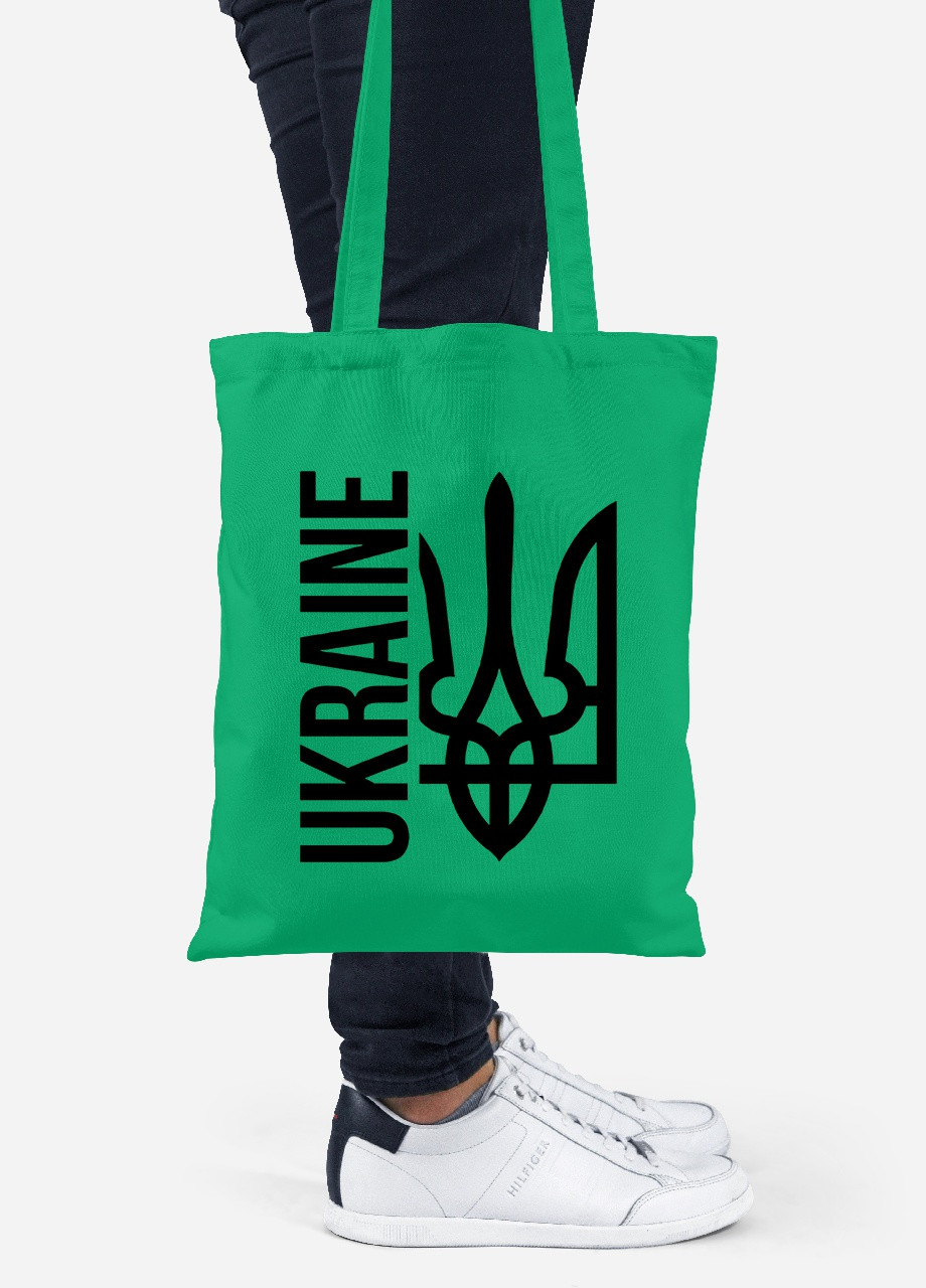Эко сумка шопер Украина (92102-3794-KG) зеленая MobiPrint lite (256944955)