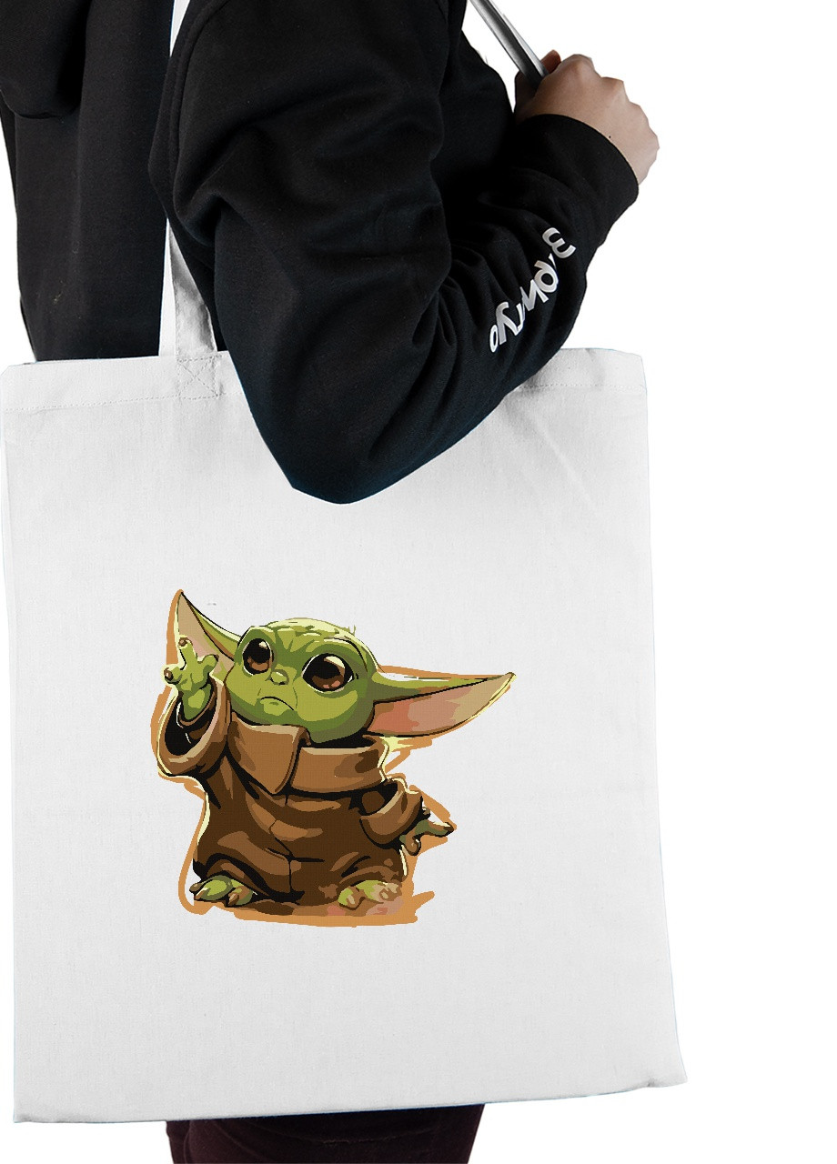 Еко-сумка шоппер Грогу Йода(Grogu Baby Yoda) (92102-3520) біла MobiPrint Lite (256944449)