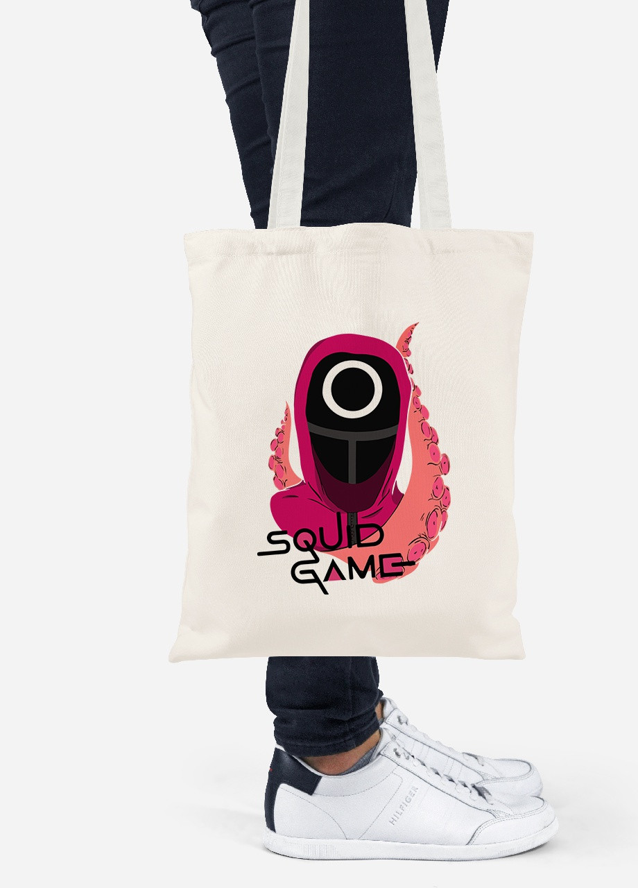 Эко сумка шопер Круг Рабочий солдат Игра в кальмара (Squid Game) (92102-3475-BG) бежевая MobiPrint lite (256945862)