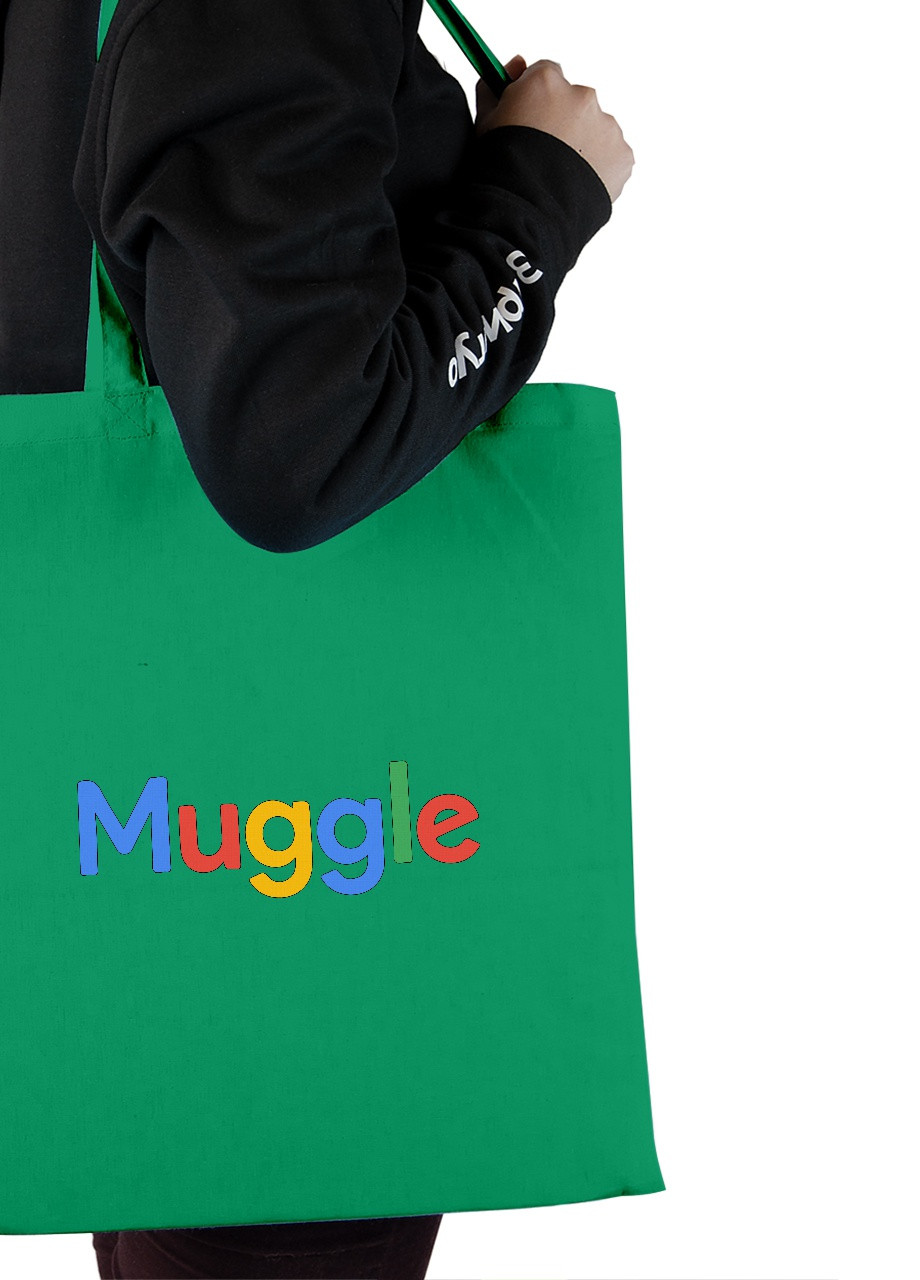 Еко-сумка шоппер Muggle Google (92102-3429-KG) зелена MobiPrint lite (256945889)