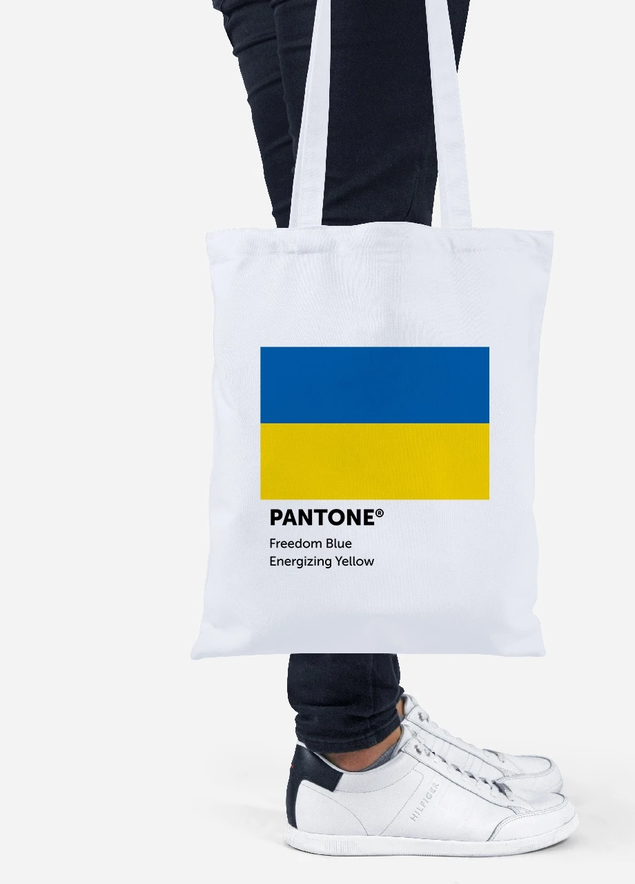 Еко-сумка шоппер Україна Пантон (92102-3758) біла MobiPrint Lite (256945169)