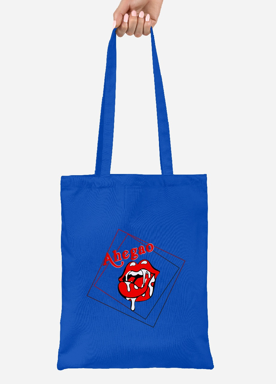 Эко сумка шопер Ахэгао губы-лого(Ahegao girl) (92102-3503-SK) голубая MobiPrint lite (256945084)
