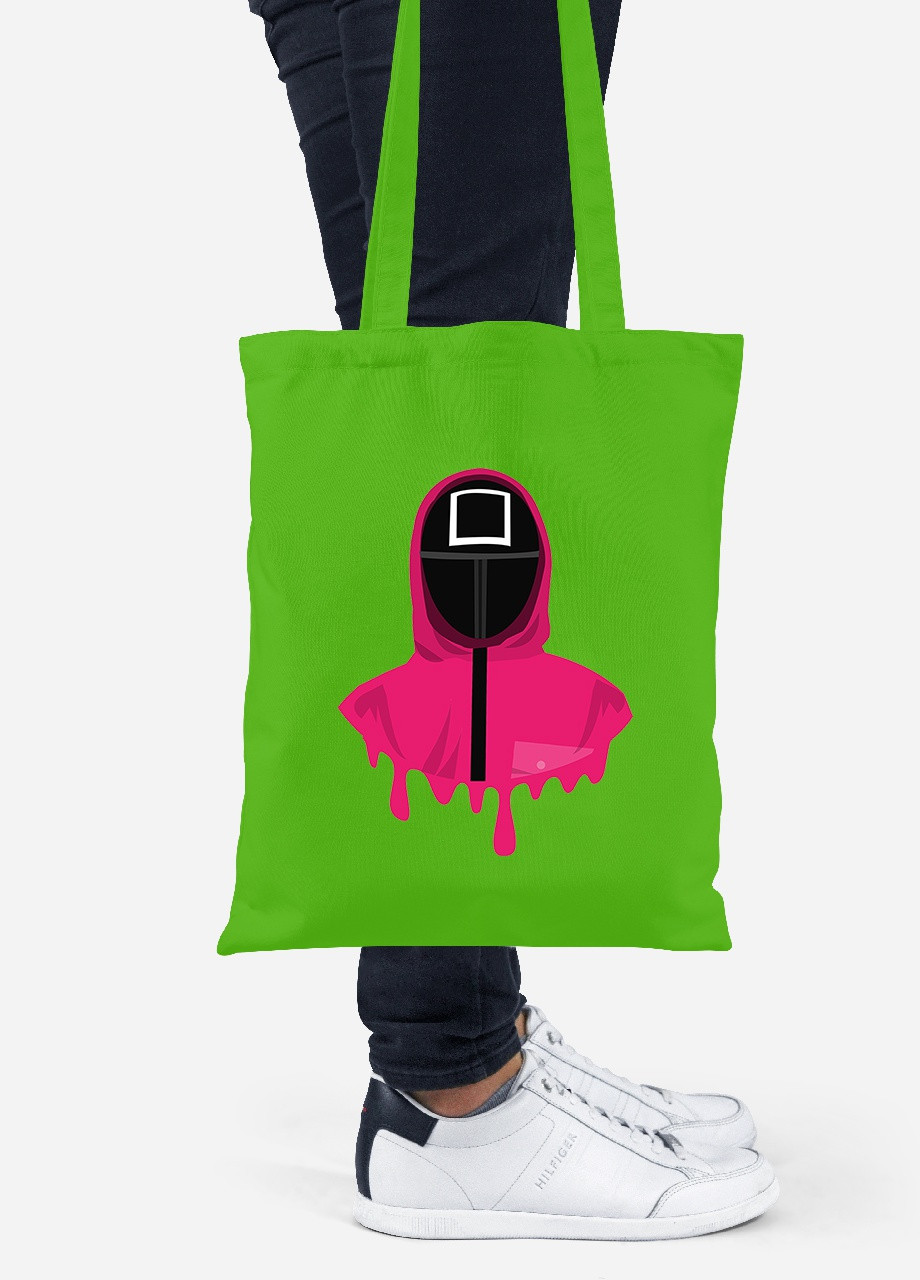 Эко сумка шопер Квадрат Офицер Игра в кальмара (Squid Game) (92102-3379-LM) салатовая MobiPrint Lite (256944598)
