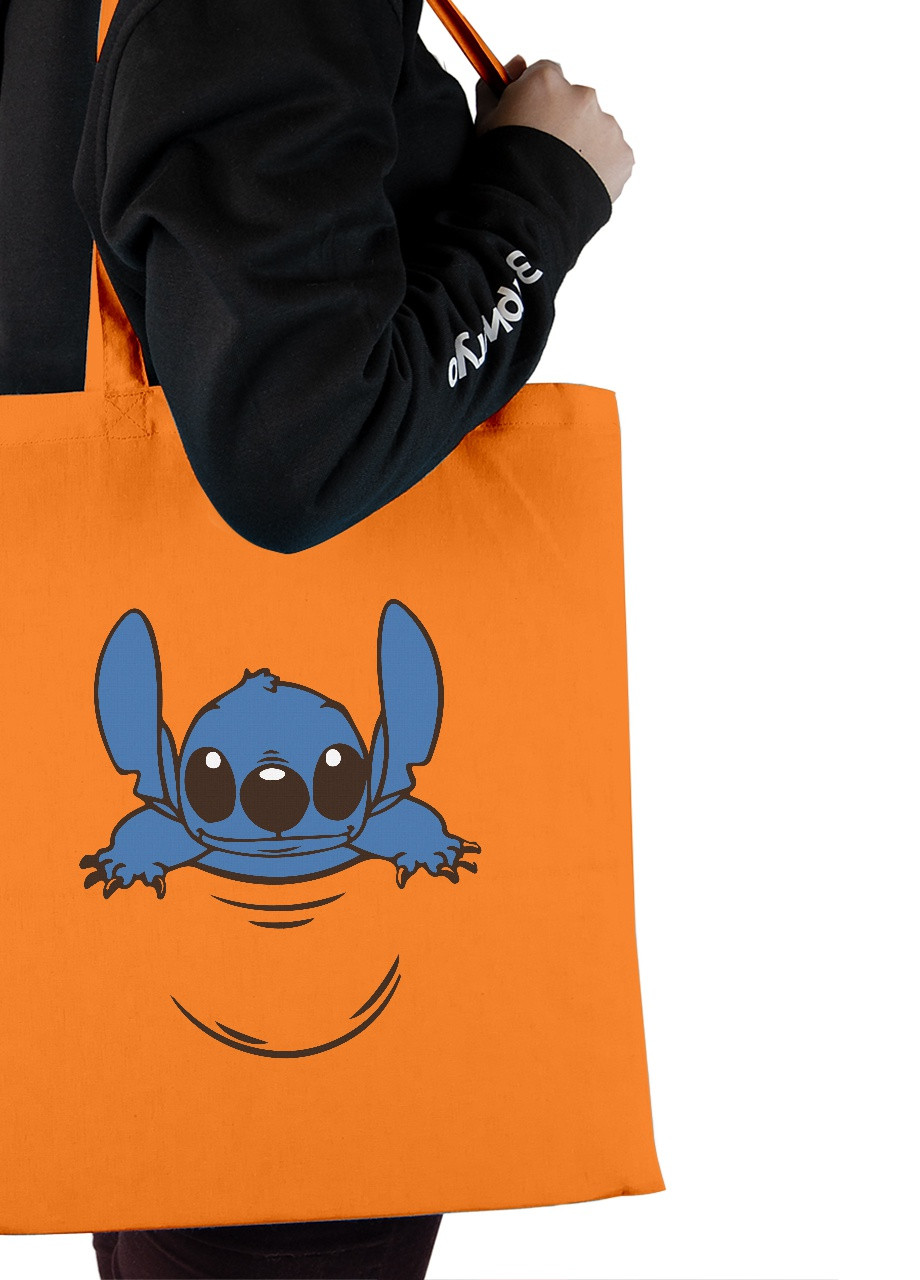 Эко сумка шопер Стич (Stitch) (92102-3438-OG) оранжевая MobiPrint lite (256945580)
