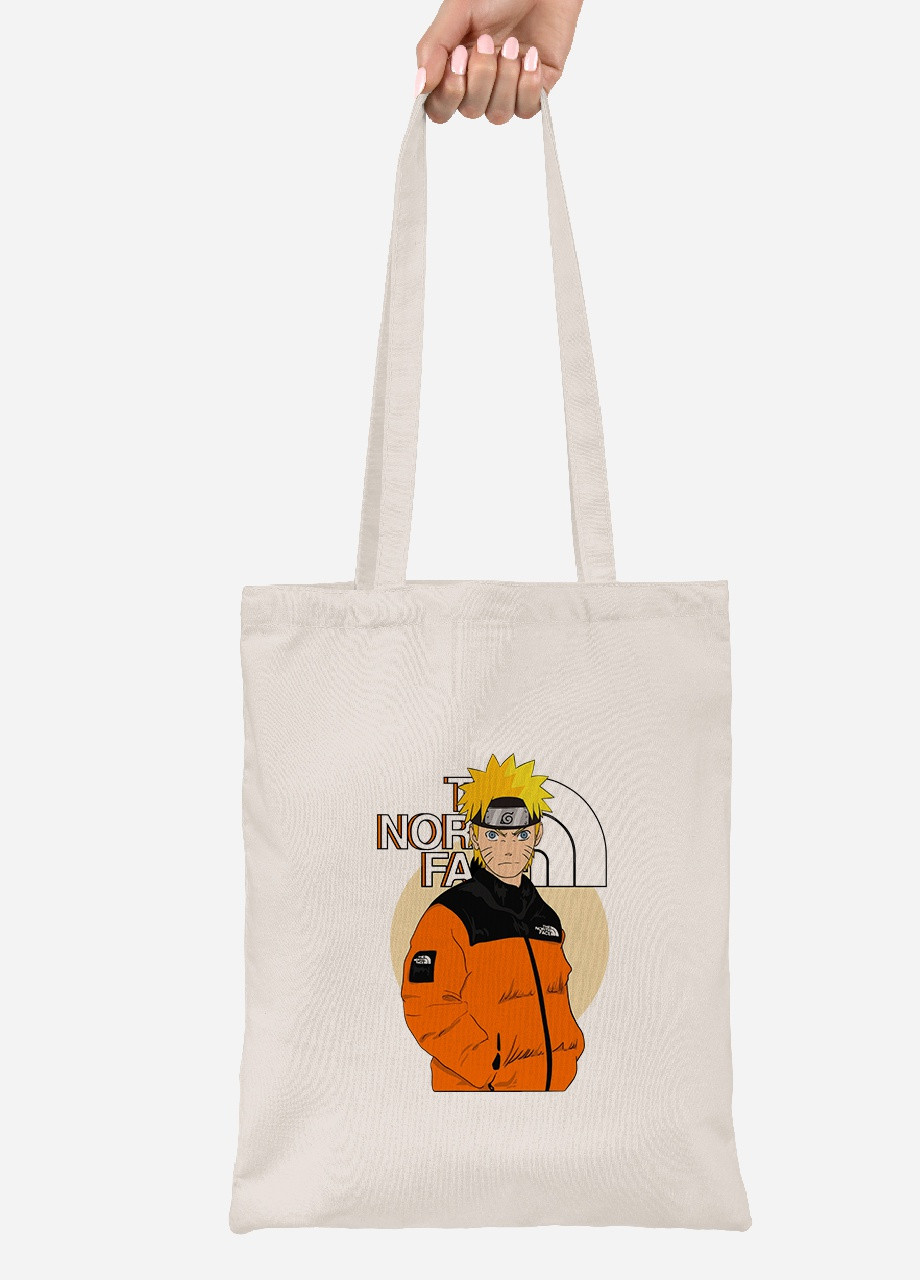 Эко сумка шопер Наруто Норс Фейс (Naruto The Norch Face) (92102-3480-BG) бежевая MobiPrint Lite (256944405)