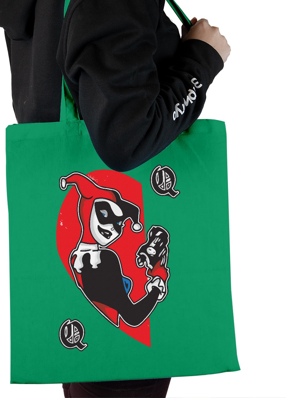 Эко сумка шопер Харли Квинн (Harley Quinn) (92102-3462-KG) зеленая MobiPrint lite (256945376)