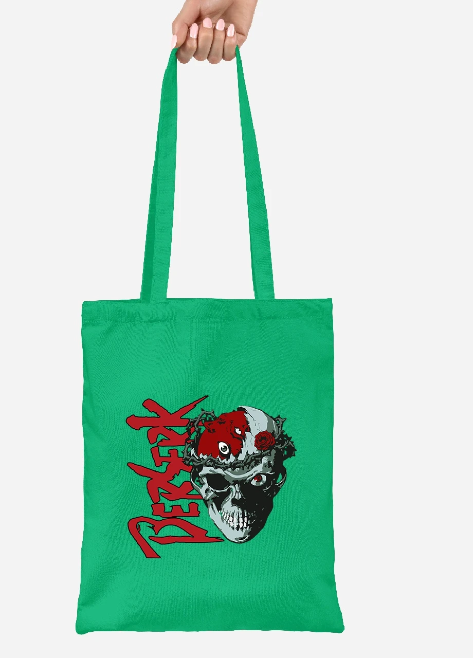 Еко-сумка шоппер Берсерк Лицар-Череп (Berserk) (92102-3486-KG) зелена MobiPrint Lite (256944158)