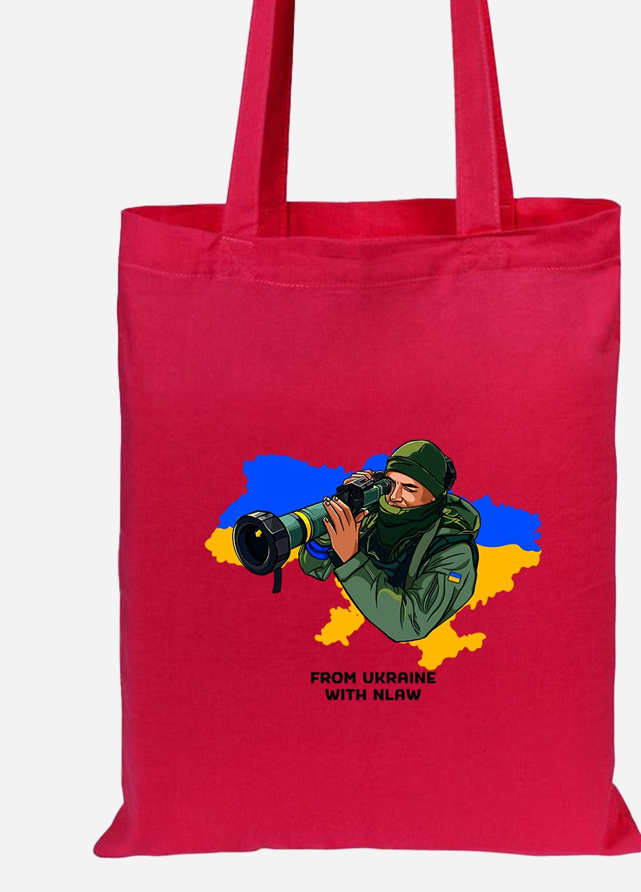 Эко сумка шопер From Ukraine with NLAW (92102-3748-RD) красная MobiPrint lite (256945292)