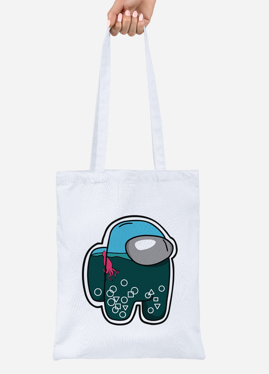 Эко сумка шопер Амонг Ас и Игра в кальмара (Among Us and Squid Game) (92102-3476) белая MobiPrint Lite (256945685)