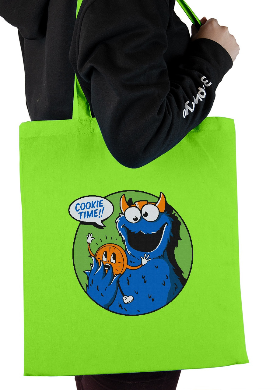 Эко сумка шопер Коржик (Cookie Monster Loki) (92102-3423-LM) салатовая MobiPrint lite (256945524)