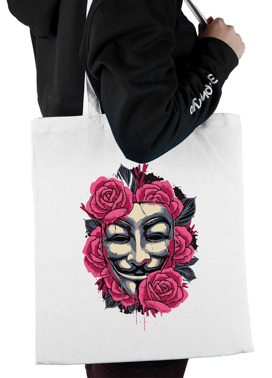 Еко-сумка шоппер Вендетта (V Vendetta) (92102-3424) біла MobiPrint lite (256945420)