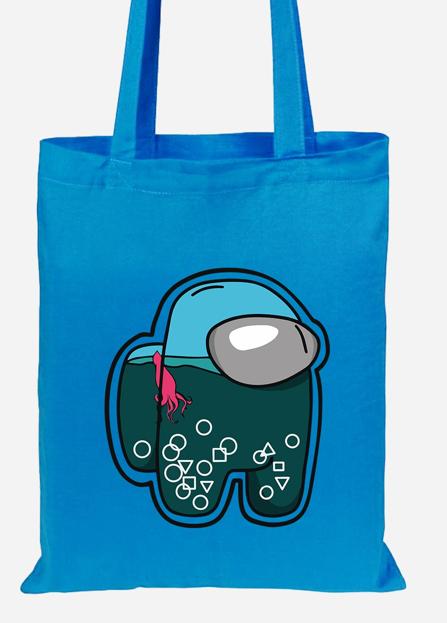 Эко сумка шопер Амонг Ас и Игра в кальмара (Among Us and Squid Game) (92102-3476-BL) синяя MobiPrint lite (256944974)