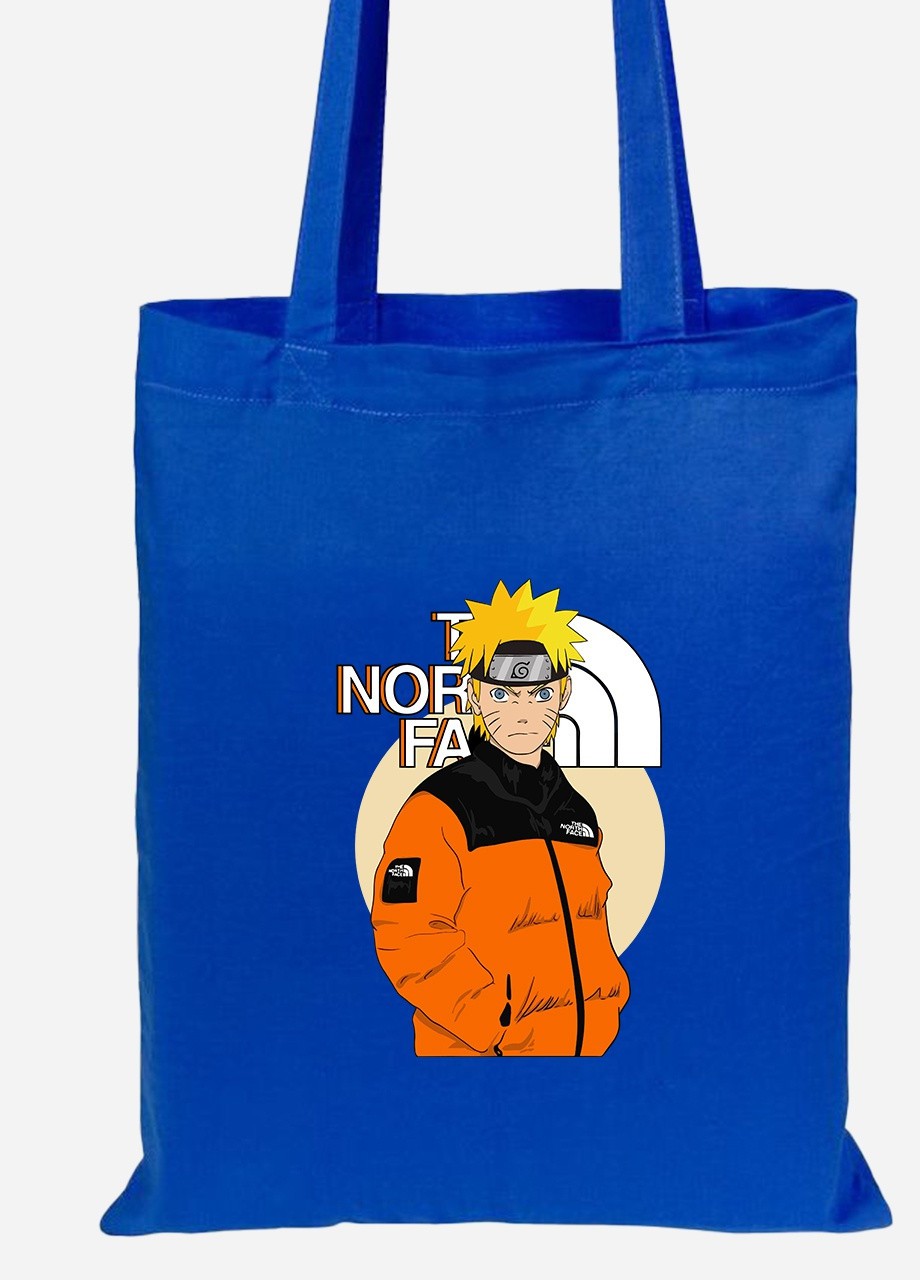 Эко сумка шопер Наруто Норс Фейс (Naruto The Norch Face) (92102-3480-SK) голубая MobiPrint lite (256945255)