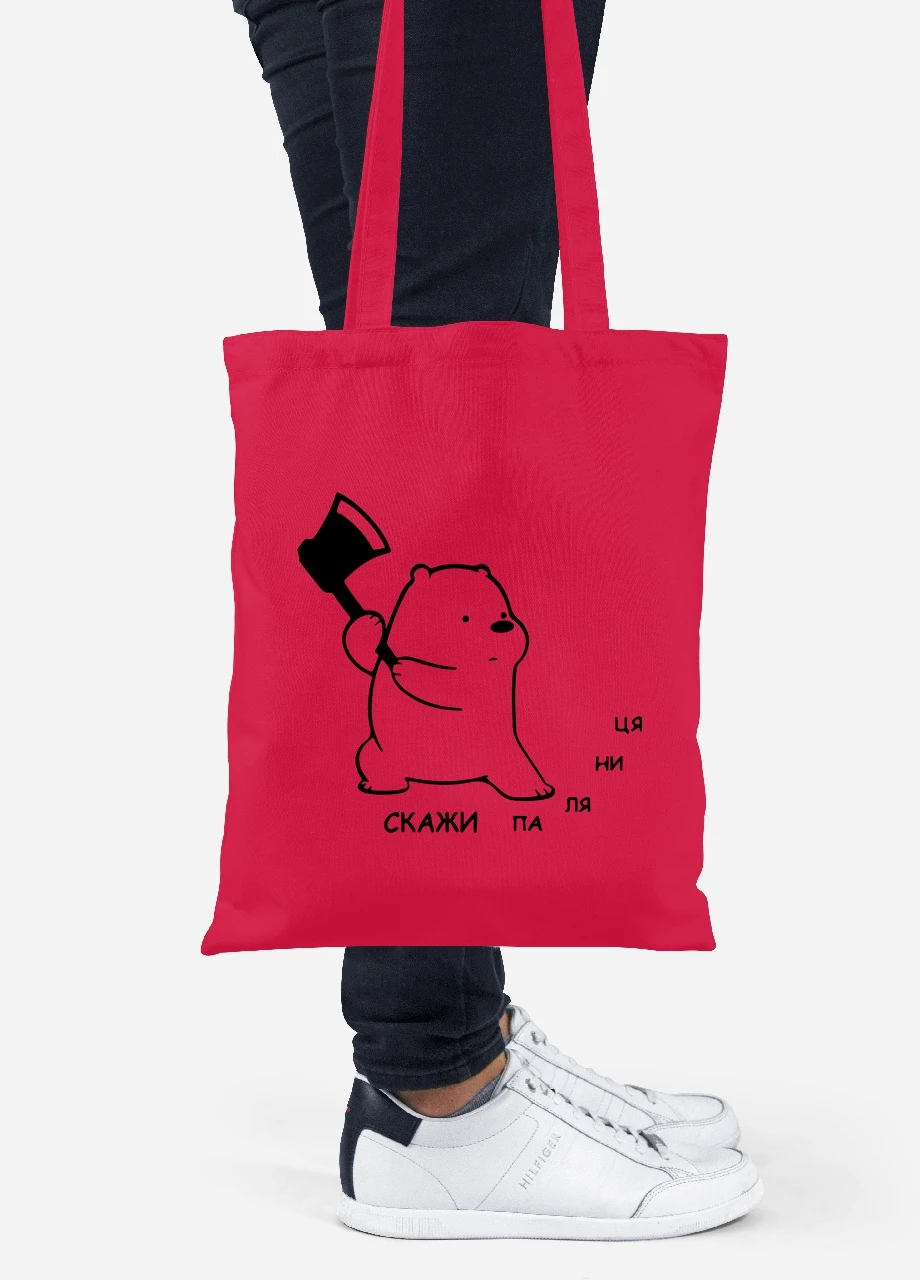 Эко сумка шопер Скажи Паляница (92102-3759-RD) красная MobiPrint Lite (256943616)
